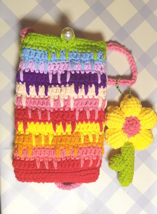 Hook woven crossbody phone bag
