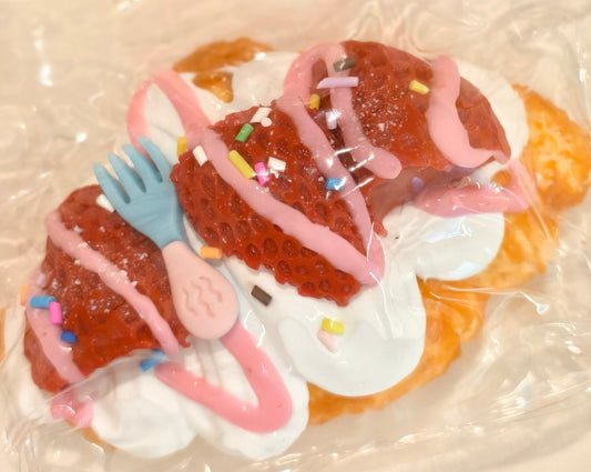 F13 Strawberry croissant taba squishy